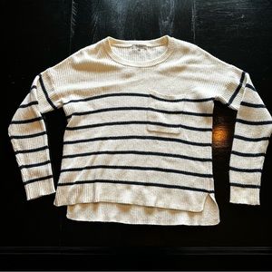 Madewell XS Cream Off White and Black Striped Quality Crewneck Sweater